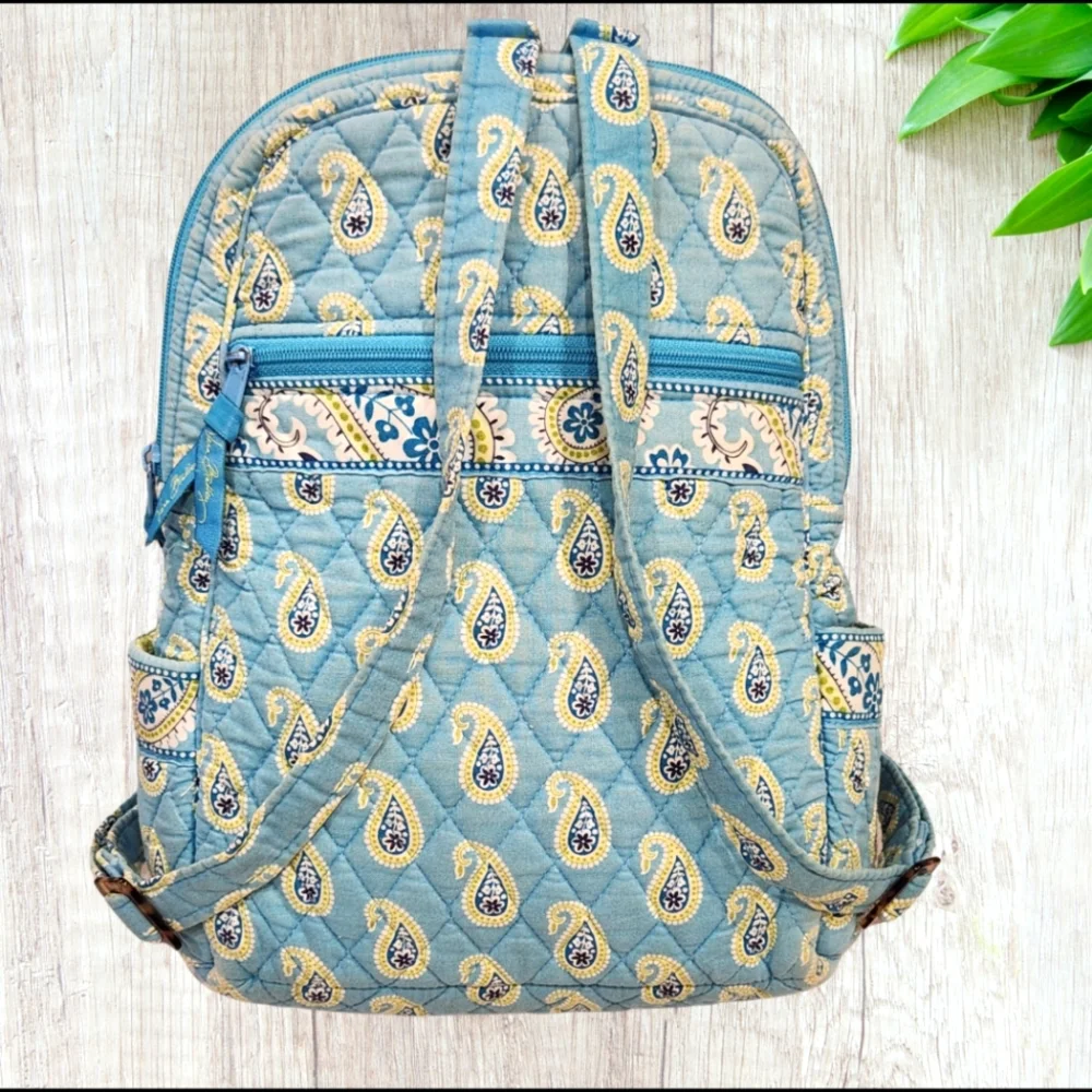 Vera Bradley Retired Blue Paisley Backpack Purse Bag w/Adj. Straps, Carry Handle